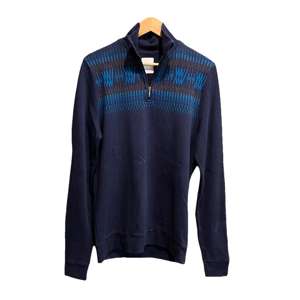 We Norwegians Navy 1/4 Zip Merino Wool Cotton Blend‎ Men's Sweater Size Large